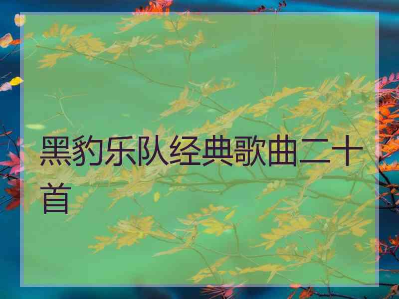 黑豹乐队经典歌曲二十首