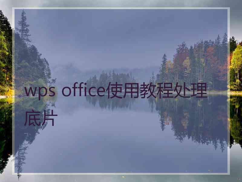 wps office使用教程处理底片