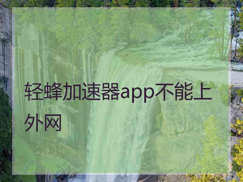 轻蜂加速器app不能上外网