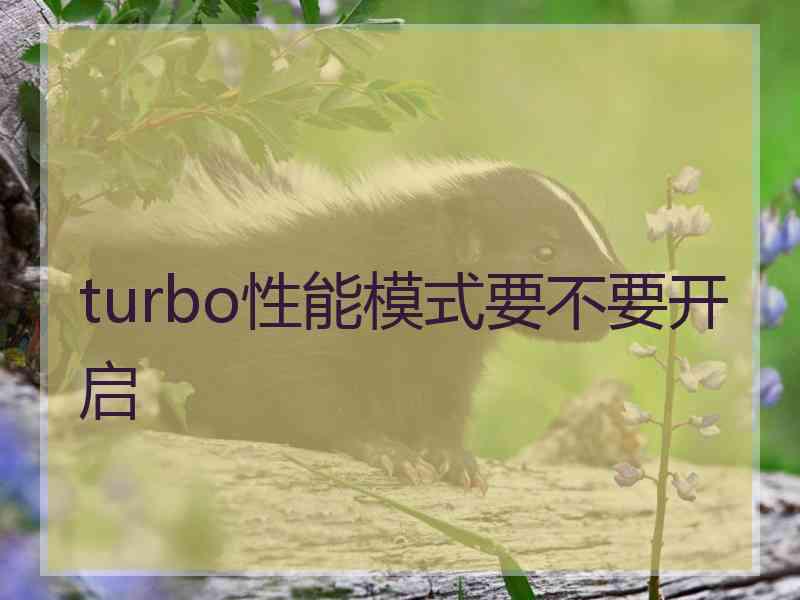 turbo性能模式要不要开启