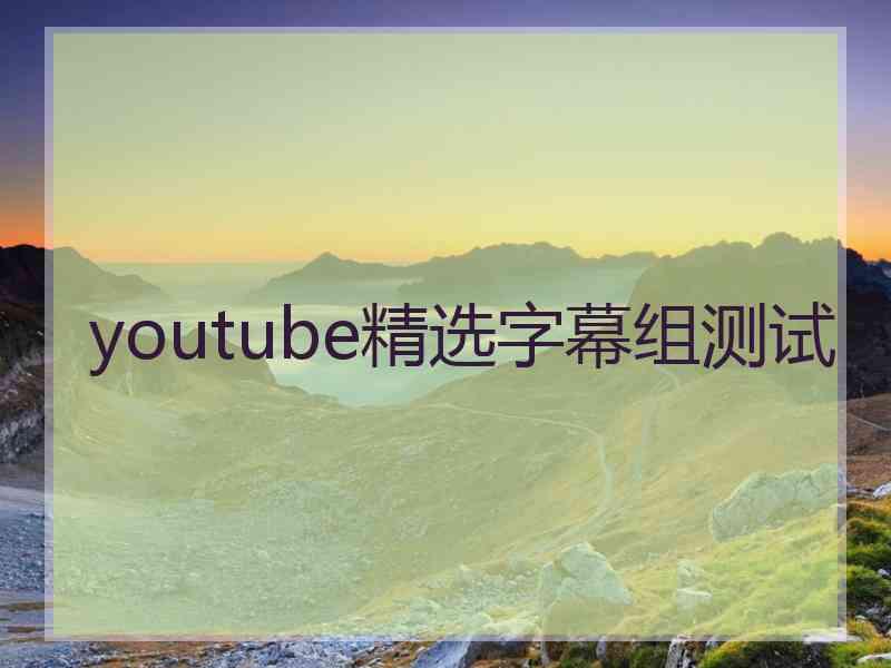 youtube精选字幕组测试