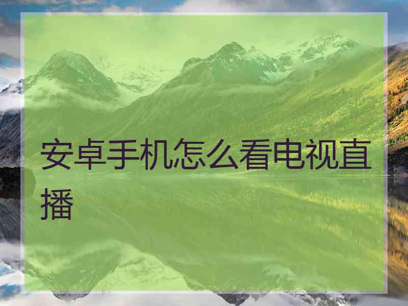 安卓手机怎么看电视直播