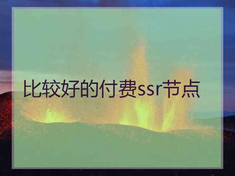 比较好的付费ssr节点