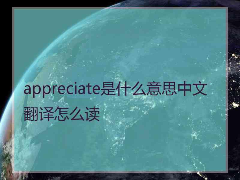 appreciate是什么意思中文翻译怎么读