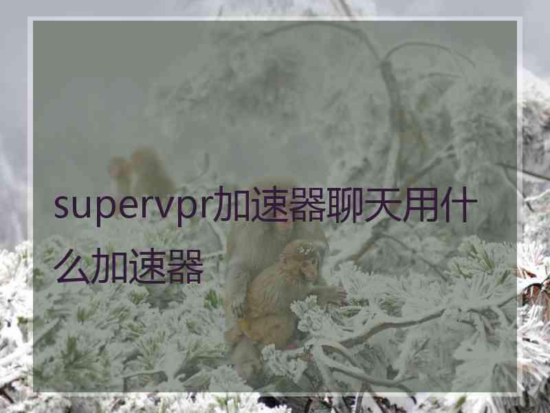 supervpr加速器聊天用什么加速器