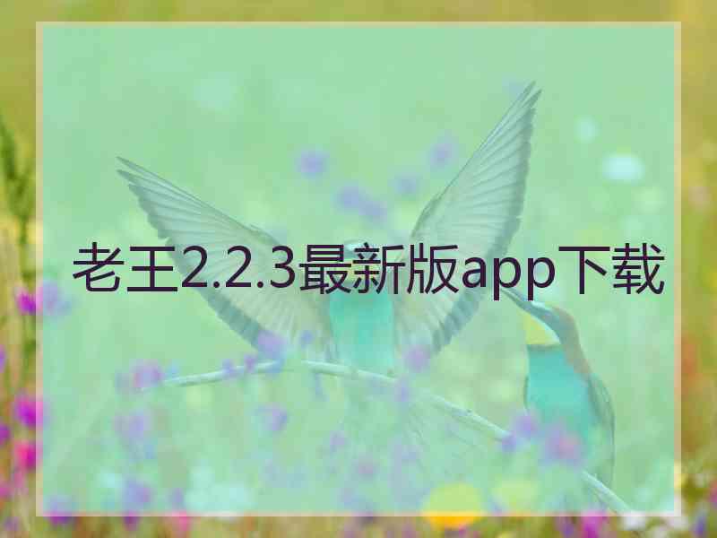 老王2.2.3最新版app下载