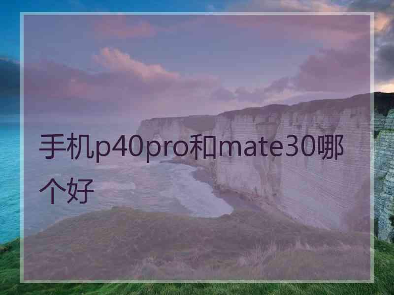 手机p40pro和mate30哪个好