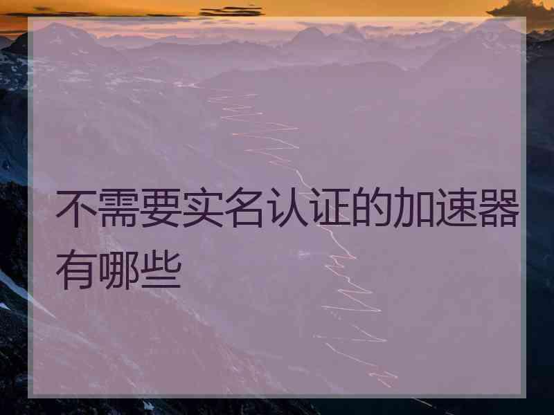 不需要实名认证的加速器有哪些