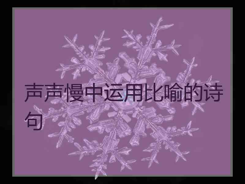 声声慢中运用比喻的诗句