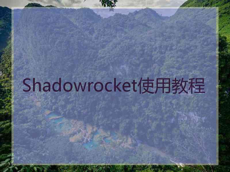 Shadowrocket使用教程