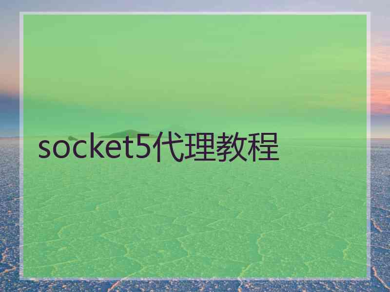 socket5代理教程