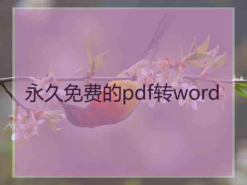 永久免费的pdf转word