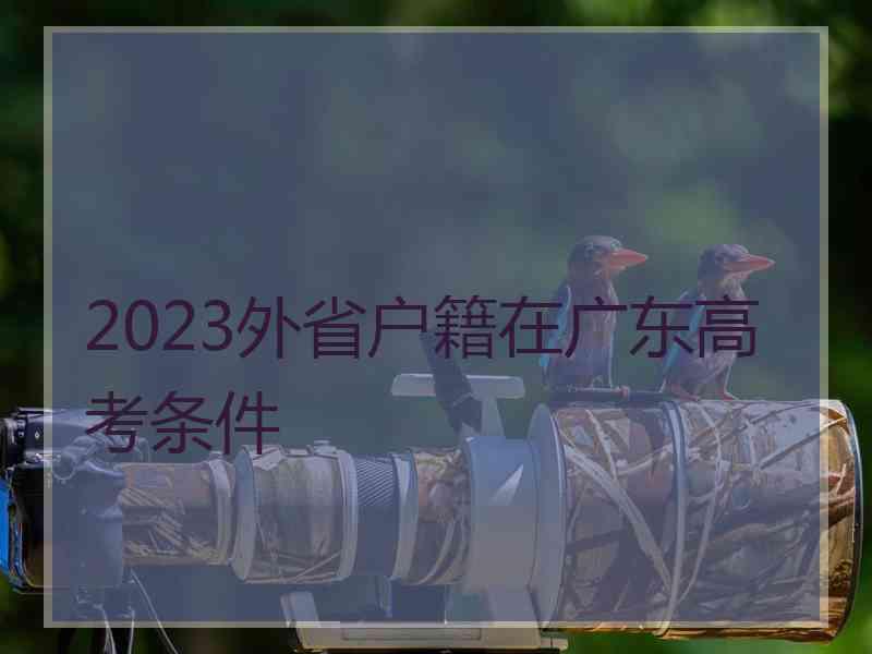 2023外省户籍在广东高考条件