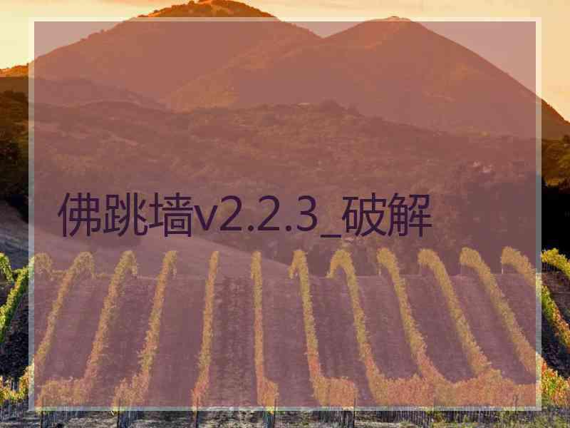 佛跳墙v2.2.3_破解