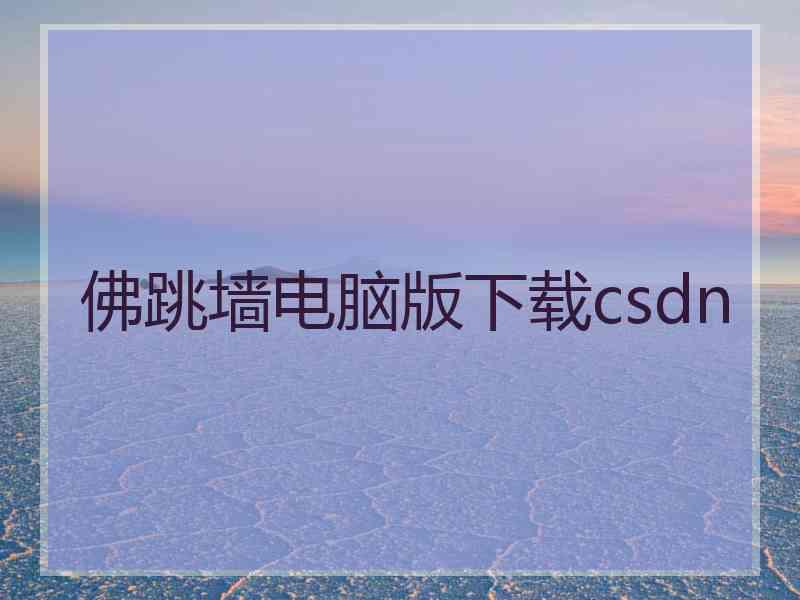 佛跳墙电脑版下载csdn