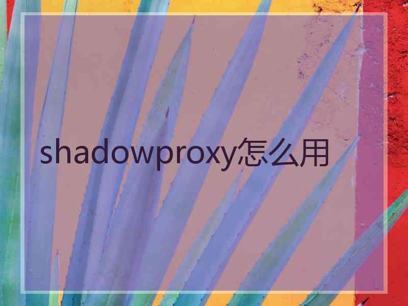 shadowproxy怎么用