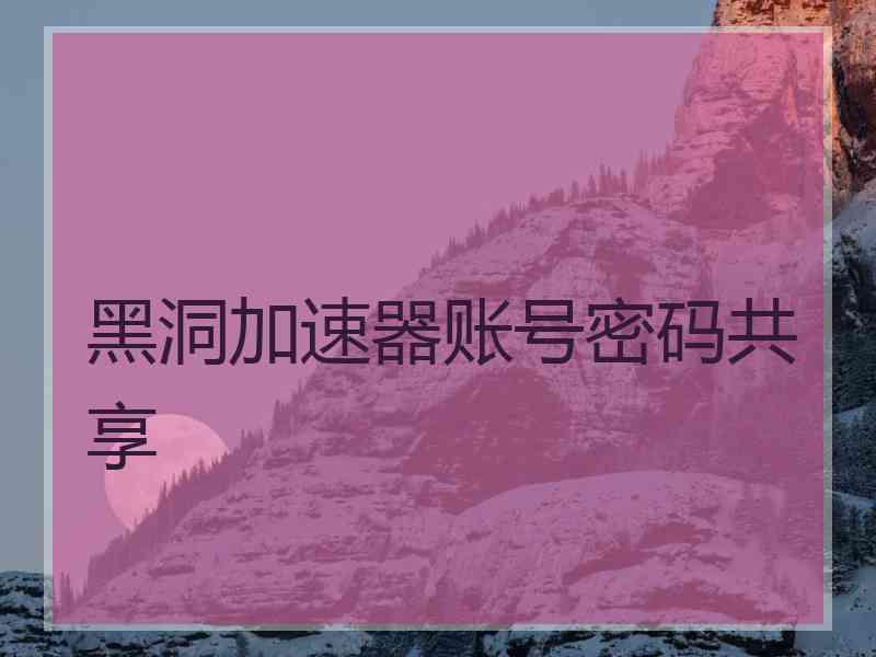 黑洞加速器账号密码共享