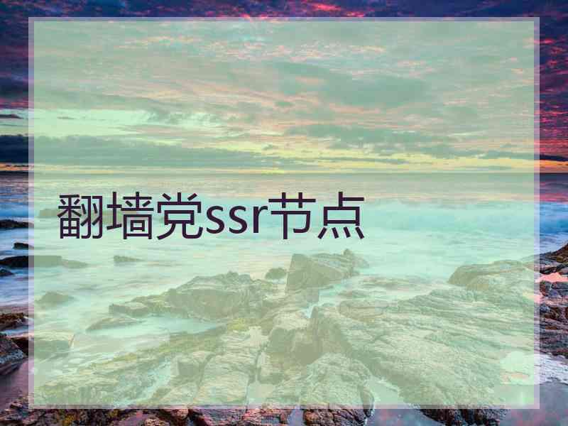 翻墙党ssr节点