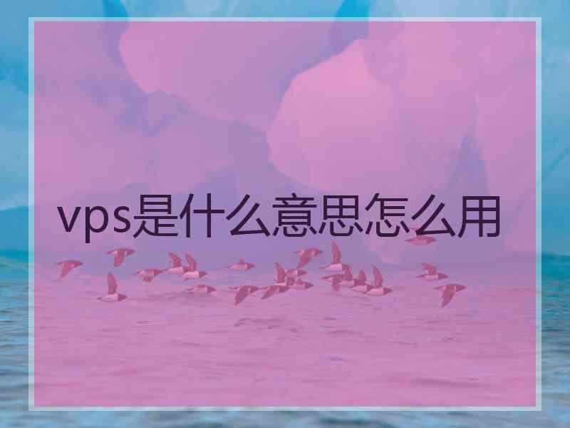 vps是什么意思怎么用