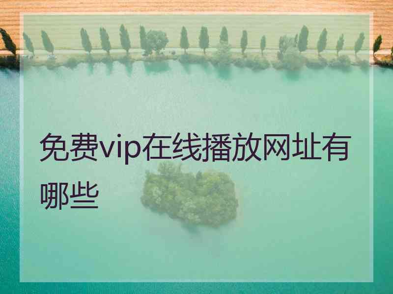 免费vip在线播放网址有哪些