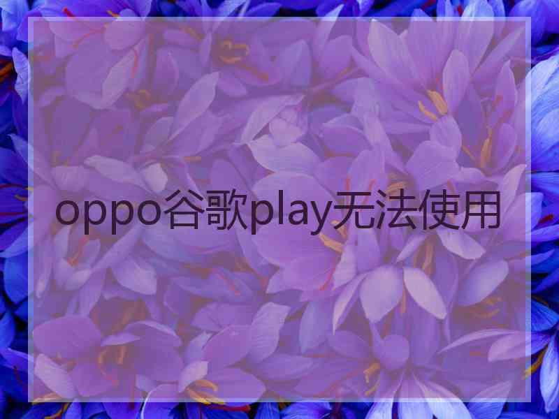 oppo谷歌play无法使用