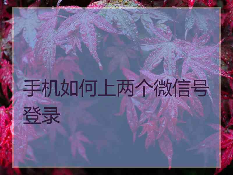 手机如何上两个微信号登录