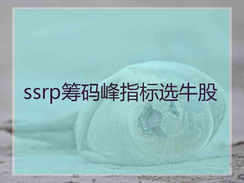 ssrp筹码峰指标选牛股