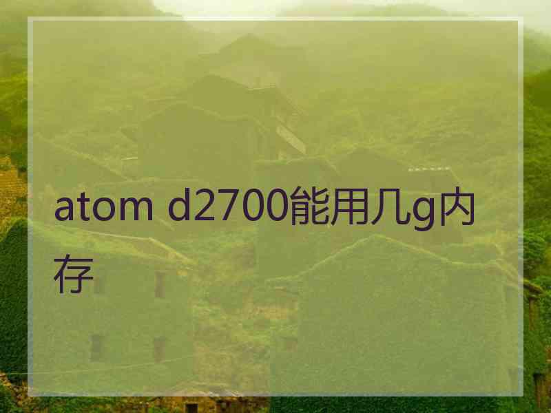 atom d2700能用几g内存