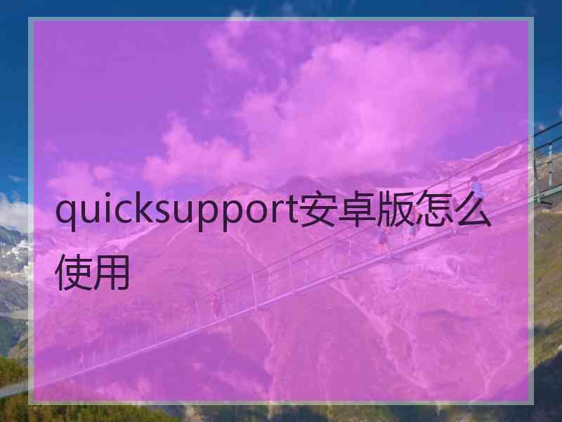 quicksupport安卓版怎么使用