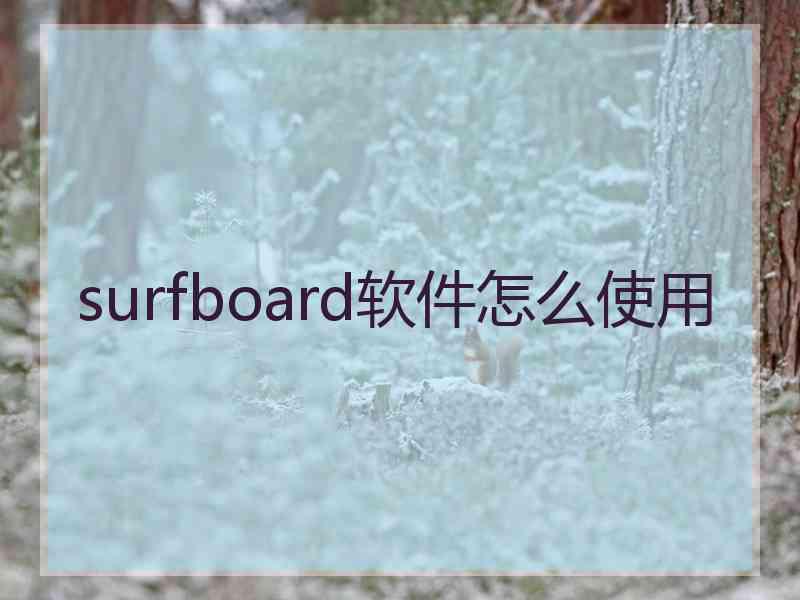 surfboard软件怎么使用